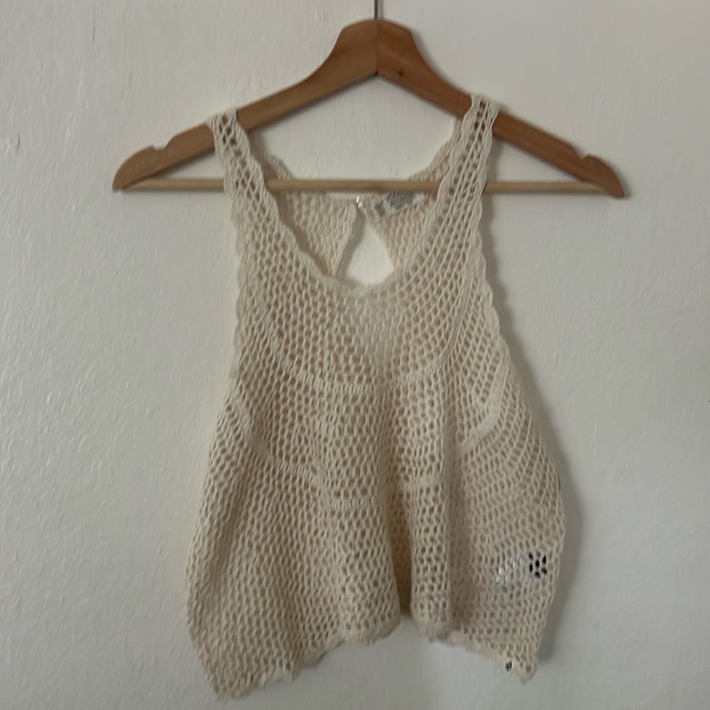 Volcom Cream Knit Tank Top very cropped
